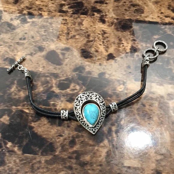 Antique Silver & Turquoise Bracelet - Picture 3 of 9